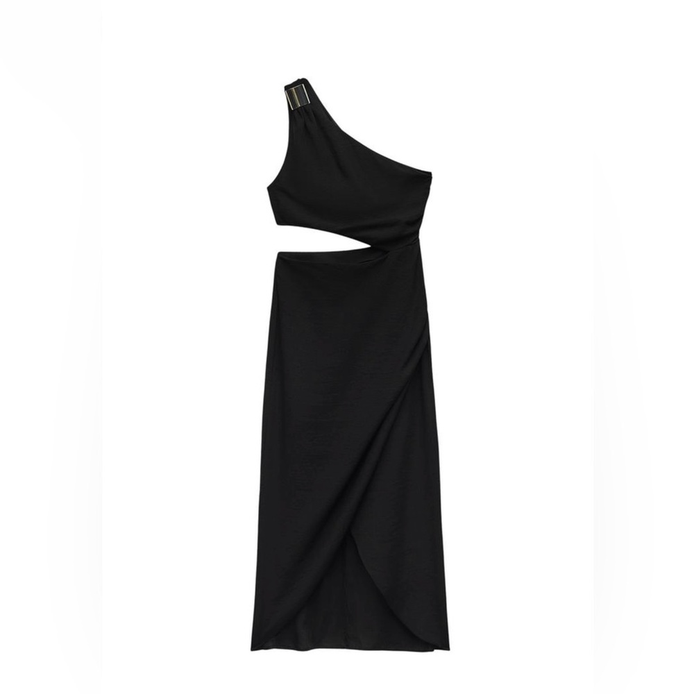 NWT ZARA - GOLD APPLIQUÉ ASYMMETRIC MIDI DRESS